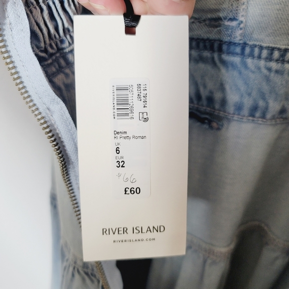 River Island Sleeveless Denim Tiered Ruffled Maxi Dress - Picture 8 of 10